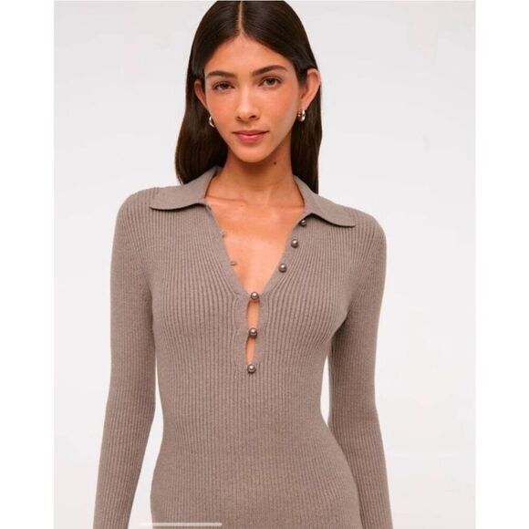 Abercrombie & Fitch Collared Sweater dress, Brown Small P NWT - Picture 4 of 12